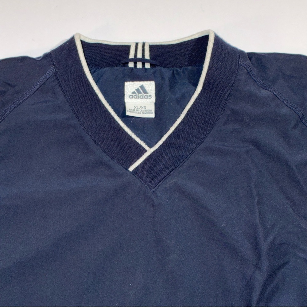 Adidas ClimaShell XL Windbreaker Pullover Blue Side Pocket Zippers V-Neck